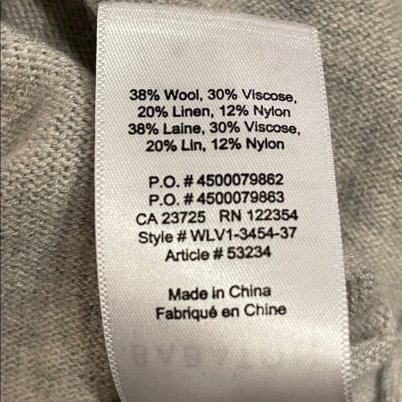 Babaton S/M Gray Wool Linen Oversized V-Neck Pocket Sweater - Picture 8 of 8